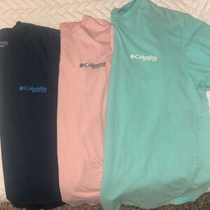 3 Columbia Short Sleeve Tees in Navy, Pink & Mint